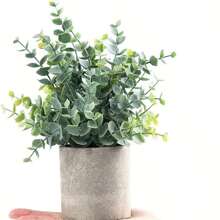 2pcs Faux Eucalyptus Potted Plants, Artificial Plant On Shelves, For Living Room, Bathroom, Farmhouse, Coffee Table Decor, Valentine Day, Gift Gifts Birthday Graduation