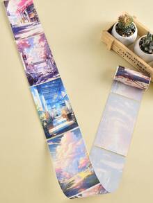 1 Miếng Mịn màng Thú cưng Chất liệu Đẹp Hiện đại Phong cảnh Creative Trang trí Băng washi Hình dán Đối với Tạp chí - Màu Hồng Tươi - Xem 3