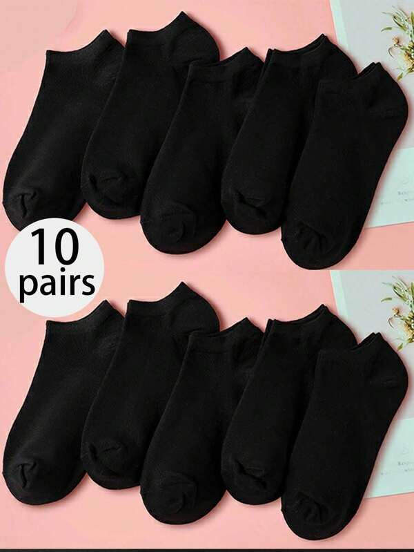 10 Pairs Women Spring Summer New Mid-Calf Socks, Moisture Wicking, Breathable, White/Black/Grey Sport Ankle Socks, One Size Fits All