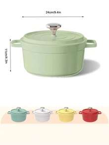 1個24cm多色搪瓷煮鍋,雙耳不粘燉鍋,方便麵鍋,鑄鋁瓷釉湯鍋,複合底加熱湯鍋,廚房烹飪器具