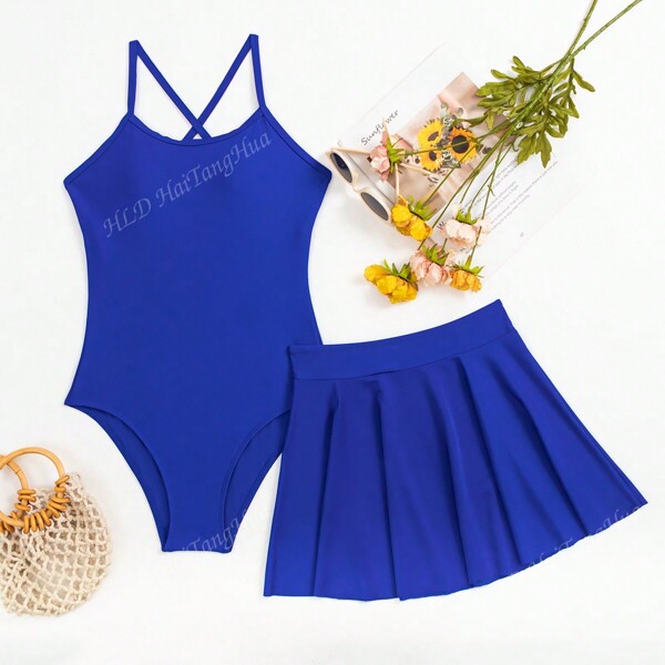 Conjunto de traje de baño térmico modesto, para mujer, mayoreo - Traje de baño de una pieza altamente transpirable y de alta elasticidad + falda, para vacaciones de verano en la playa