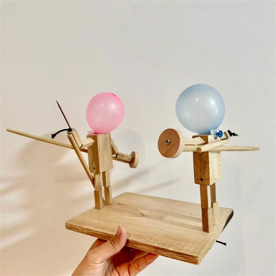 Wooden Stick Men 2-Player Balloon Popping Game Toy For Parent-Child Interaction, Cross-Border Handmade New Design - Apricot - View 1
