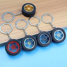 創意輪胎車輪裝飾鑰匙扣1個 - 銀色 - 查看 4