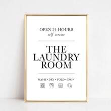 1 Pieza Señal Divertida De Lavandería En Lienzo Moderno Minimalista Impreso En Arte De Pared Para Tomar Precauciones En La Habitación De Utilidad Del Hogar, Regalo De Jesús Sin Cuadro