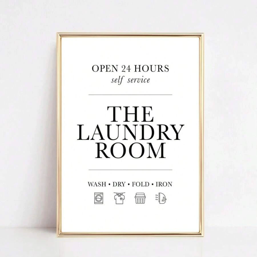 1 Pieza Señal Divertida De Lavandería En Lienzo Moderno Minimalista Impreso En Arte De Pared Para Tomar Precauciones En La Habitación De Utilidad Del Hogar, Regalo De Jesús Sin Cuadro