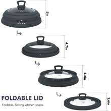Tấm chắn Giật gân Lò vi sóng Tách ra Ly Che phủ Bảo vệ splatter Nắp Với Có thể thu gọn Silicone Đối với Món ăn Như Nồi Che phủ Đĩa Che phủ 10.5 Inch Đối với 6 7 8 9 10 Inch Đĩa Bát - màu đen - Xem 4