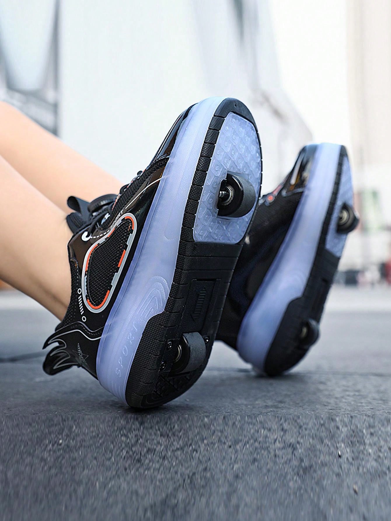 All Seasons LightUp Wheelies Sneakers With Mesh Upper, Rotating Buckle