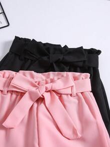 2 chiếc Quần Túi Giấy Dệt Màu Trơn Cô Gái Trẻ, Xuân/Hè - Nhiều màu - Xem 4