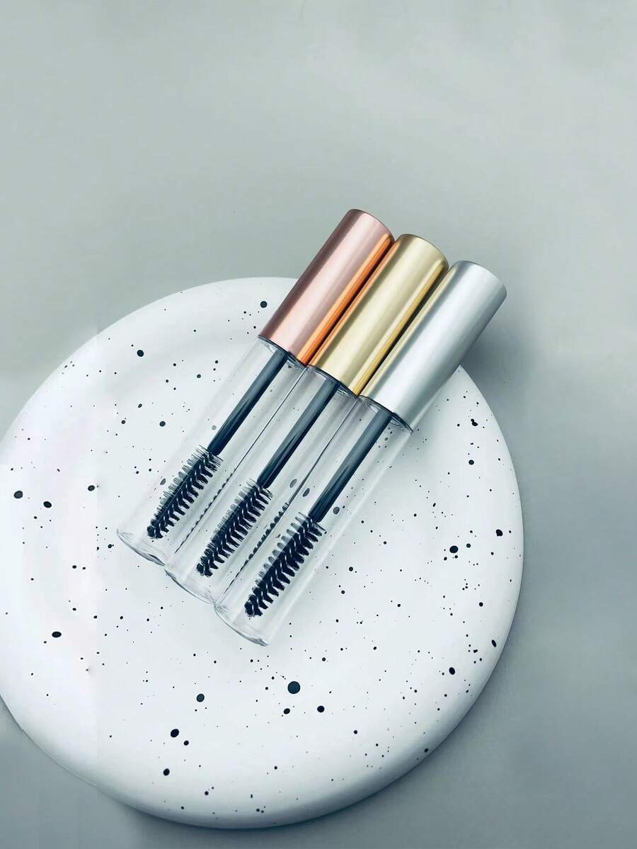 3pcs 10ml Empty Mascara Tube With Transparent Pipe, Gold/Silver/Rose Gold Cap For Cosmetic Packaging - Multicolor - View 1