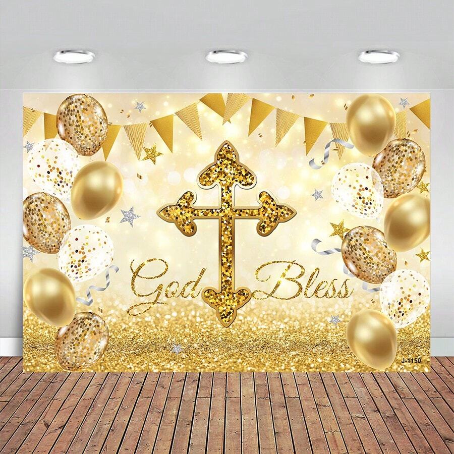 Boy Girl Baptism Background Newborn Christening First Holy God Bless