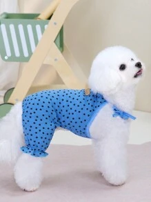 1pc Pet Star Print Suspender Jumpsuit - Blue - View 4