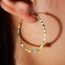 1 Đính Hạt Đôi Khuyên Tai Vòng Nhiều Màu Sắc Handmade Boho Vàng Thiết Kế Thời Trang Nữ Trang Sức Delica Hạt Đá Tự Nhiên Bông Tai Quà Tặng - Đỏ - Xem 2