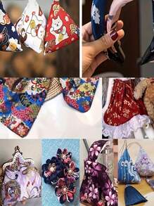 5 件装 7.8*9.8 英寸紫色图案布料束花朵图案日式风格布料适用于 DIY 手工工艺品缝纫拼布面部防护 - 彩色 - 查看 8