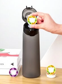 1入組含有空氣徽標活動香味瓶子的水瓶,飲用任意口味膠囊適用於健身房、學校,可以加入空氣調味的水瓶 - 黑色 - 查看 5