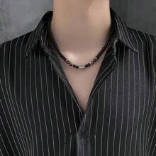 1入天然虎眼石和黑曜石珠寶項鍊,男女通用時尚珠寶禮物 - 彩色 - 查看 2