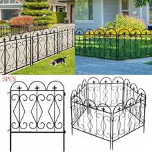 Vallas para Jardín Metalicas, Vallas Decorativas para Jardín 5Pcs  65x64CM Valla Metalica Rigida Hierro para Perros Jardín Metalicas Barrera de Animales - Negro - Ver 5