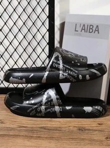 Zapatillas/sandalias Informales Con Diseño De Oso Estampado De Moda Para Hombre, Adecuadas Para Interiores, Exteriores, Playa, Paseo Por El Arroyo, Antideslizantes, Transpirables, Ocio Diario - Negro - Ver 5