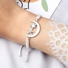 1pc  Metal Pendant Braided Bracelet Couple Handmade Lucky String Adjustable Bangles Jewelry Woomen Red Gift New - Multicolor - View 4