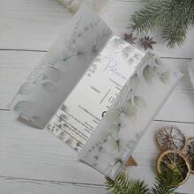 10 Sets de tarjetas de invitación de boda semitraslúcida de vellum con hoja en blanco, perla falsa, pedrería y sobre, perfecto para Navidad - Multicolor - Ver 6