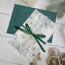 10 Sets de tarjetas de invitación de boda semitraslúcida de vellum con hoja en blanco, perla falsa, pedrería y sobre, perfecto para Navidad - Multicolor - Ver 10