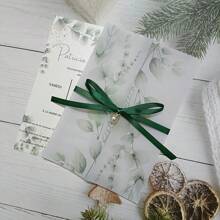 10 Sets de tarjetas de invitación de boda semitraslúcida de vellum con hoja en blanco, perla falsa, pedrería y sobre, perfecto para Navidad - Multicolor - Ver 8