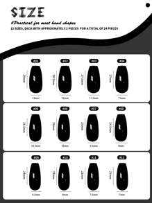 Get Charm 24 uñas postizas en forma de ataúd para un estilo de ballet moderno, diseño liso negro brillante con pegamento de gelatina y lima de uñas, adecuadas para fiestas, bailes y uso diario. Presione sobre las uñas Suministros para uñas uñas falsas uña falsa uña acrílica
