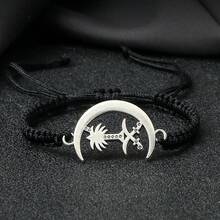 1pc  Metal Pendant Braided Bracelet Couple Handmade Lucky String Adjustable Bangles Jewelry Woomen Red Gift New - Multicolor - View 6