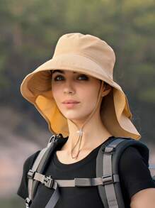 Neuer Damen Sonnenhut Mit Nackenschutz Für Sommer Outdoor-aktivitäten, Breitkrempige Anglerkappe Für Wandern Und Strand - Verschiedenfarbig - Übersicht 14