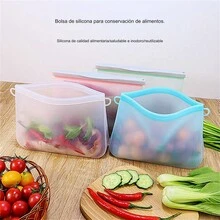 17.5*14.5cm Estilo explosivo silicona bolsas de plástico verduras frutas anti-sabor split bag engrosado sellado portátil bolsa de almacenamiento - azul - Ver 1