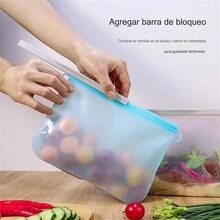 17.5*14.5cm Estilo explosivo silicona bolsas de plástico verduras frutas anti-sabor split bag engrosado sellado portátil bolsa de almacenamiento - azul - Ver 4