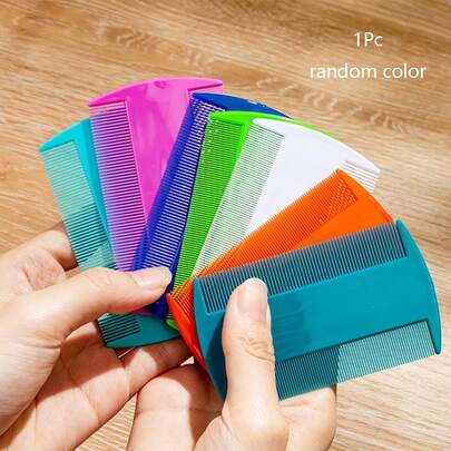 1pc Double-Sided Dense Comb For Pet, Plastic Lice Removal Comb For Cats & Dogs, Random Color