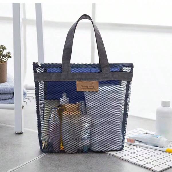 1stück Reise Strandtasche Aufbewahrungstasche Handheld Outdoor Waschtasche Schwimmtasche Netzspeicher Reisetasche