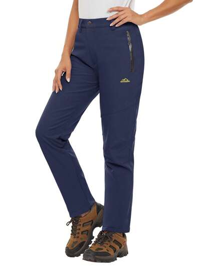 KEFITEVD Women's Warm Outdoor Pants, Waterproof Soft Shell Pants, Winter Ski Pants, Thermal Lining Pants