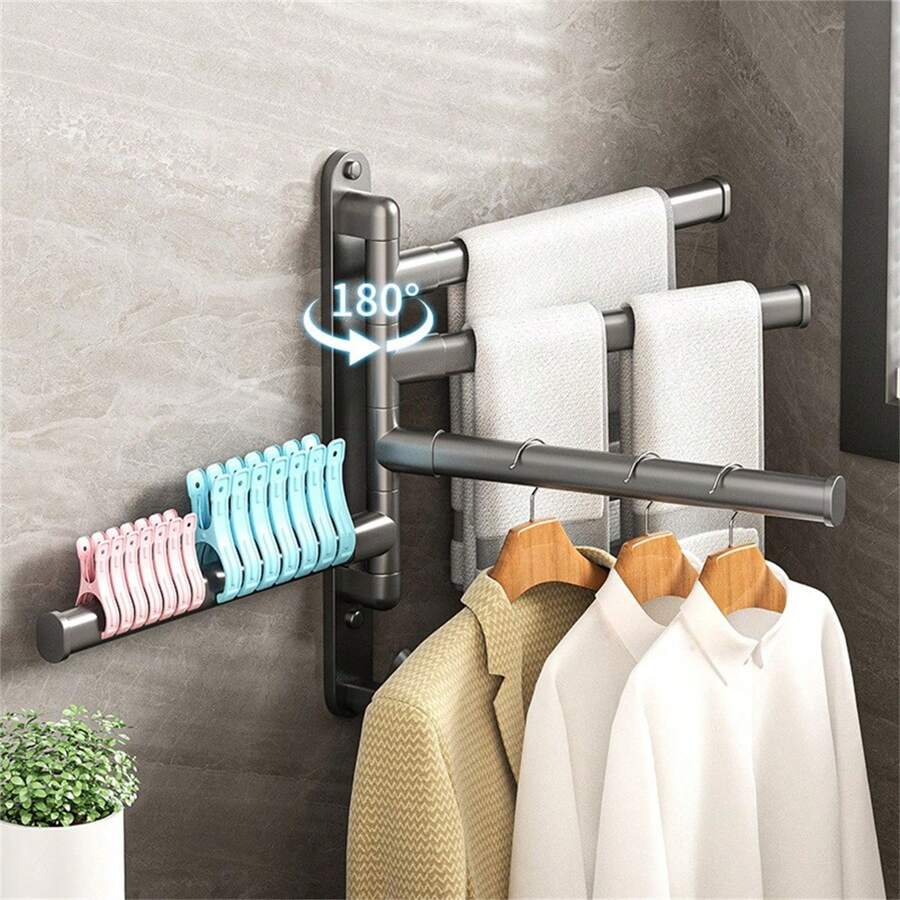1pc Innovative Bathroom Towel Rack, Wall-Mounted Towel Storage Rack, No ...