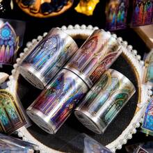 YANJI 1 卷 2m 箔印刷主題紙膠帶,diy 裝飾拼貼材料,用於剪貼簿和禮品包裝 - 紅色 - 查看 9