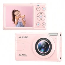 KOMERY Digital Camera,4K Camera For Photography,64MP MP3 Player Vlogging Camera,2.8" IPS Screen,Auto Focus,18X Zoom,10 Filters,Point And Shoot Digital Cameras - Pink - View 1