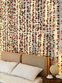 1pc 7.5ft Garlands & Vine Suitable For Room Hanging, Artificial Rose Vine For Wedding Anniversary Birthday Wall Arch Decoration, Spring Pink Flowers, Valentine Day, Gift,Fake Plants