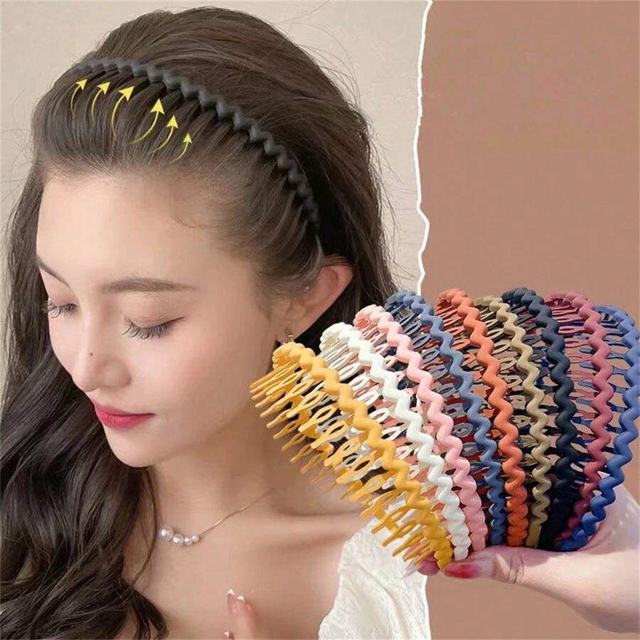 1 cái/8 cái Băng đô chống trượt hình răng gợn sóng màu Dopamine, Dụng cụ tạo kiểu tóc mái Y2k nhiều màu và bay, Phụ kiện tóc đa năng cho nữ