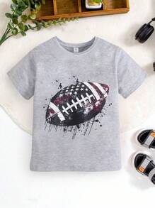 Conjunto de camiseta de manga curta e shorts casuais impressos na moda primavera/verão para meninos adolescentes - Multicolorido - Visão 3