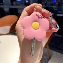 Cute 1pc Flower Keychain Key Cover, Multicolor Flower Design Pvc Rubber Keychain Cover, Universal For Car Key/Door Key, Creative Gift For Men And Women Car Accessories Bag Charm School Goth Y2k Bag Accessories Lanyards With Id Holder Car Accessories Bag Charms Christmas