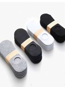 Sports Outdoor 10 Pairs Random Delivery, Men's Boat Socks/Invisible Socks, Women's Thin Breathable Invisible Summer Socks, Black/White/Gray Gift Socks - Black and White - View 1