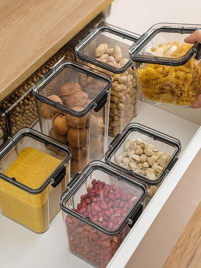 1pc Multipurpose Food Storage Container, Airtight Cereal Grains Dry Goods Organizer Jar For Refrigerator