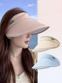 Summer Ladies' Sun Hat With Wide Brim And Open Top, Sun Protection Hat For Women - Black - View 3