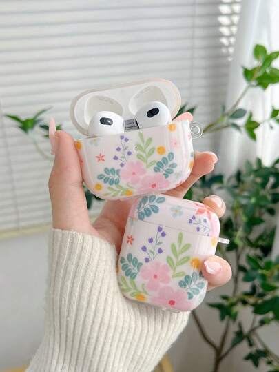 Summer 1pc Floral Pattern Case Compatible With Airpods Comptible With Airpods1/2 AirPods Pro Kawaii
