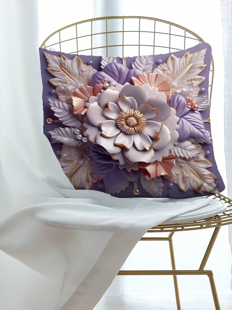 1 Pieza Funda De Almohada Con Estampado Digital De Estampado De Flores 3d - Varios colores - Añade 4