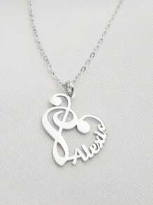 個性男女訂製簡約時尚不鏽鋼名字記愛心項鍊母親節父親節情人節紀念畢業閨蜜朋友生日高端名字記愛心吊墜禮物