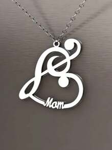 個性男女訂製簡約時尚不鏽鋼名字記愛心項鍊母親節父親節情人節紀念畢業閨蜜朋友生日高端名字記愛心吊墜禮物