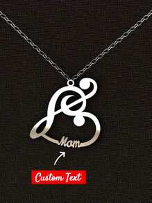 個性男女訂製簡約時尚不鏽鋼名字記愛心項鍊母親節父親節情人節紀念畢業閨蜜朋友生日高端名字記愛心吊墜禮物