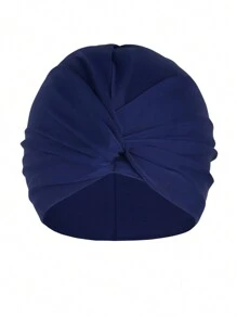 Plus-Size Fashionable Swim Cap With Pleated Design, Beach Essentials, Beach Accessories, Pool Float - Navy Blue - View 2