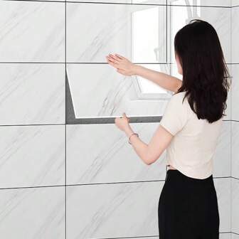 10pcs/Pack 1.8 Square Self-Adhesive Wallpaper For Decorating Walls. Suitable For Bathrooms, Living Rooms And Bedrooms, Peel And Stick.